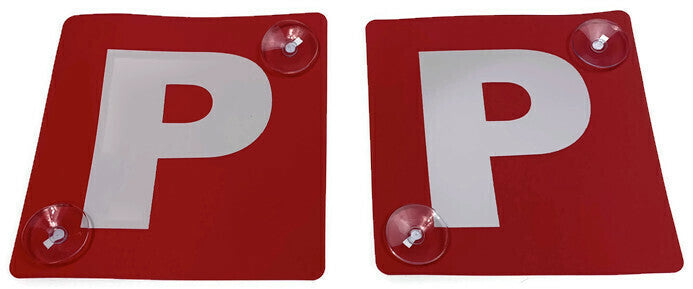 Br Auto 2X Red P Plates Stay Put Suction Disks Probationary Car Window Signs Nsw Decals & Stickers