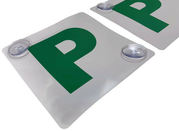 Br Auto 2X Green P Plates Stay Put Suction Disks Probationary Car Window Signs Nsw Decals & Stickers
