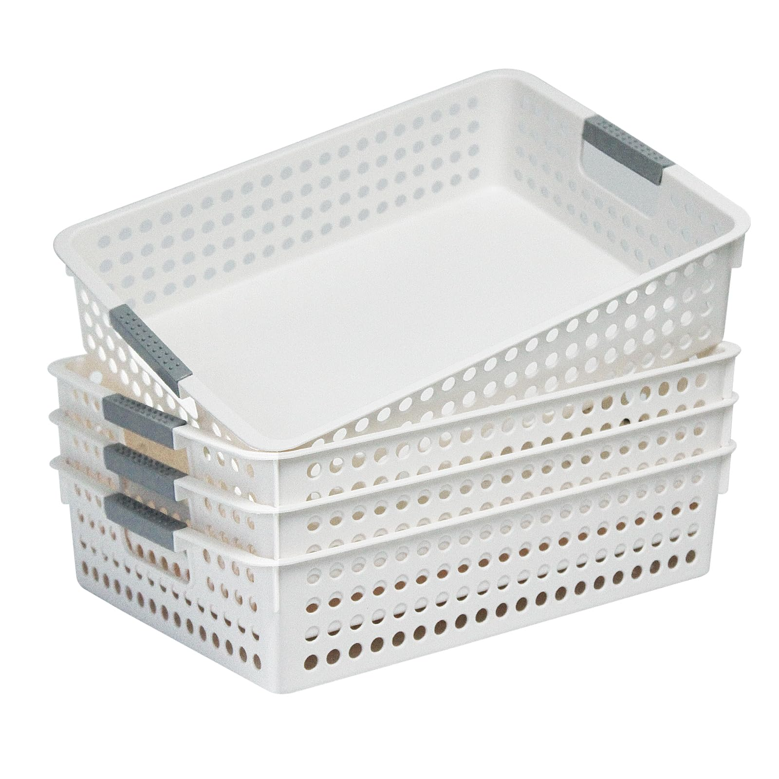 36X Premium Plastic Storage Basket Bulk W/ Grip Handles 26.5*17.2*7.3Cm Storage Bins & Baskets
