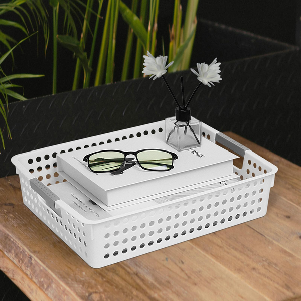 36X Premium Plastic Storage Basket Bulk W/ Grip Handles 26.5*17.2*7.3Cm Storage Bins & Baskets