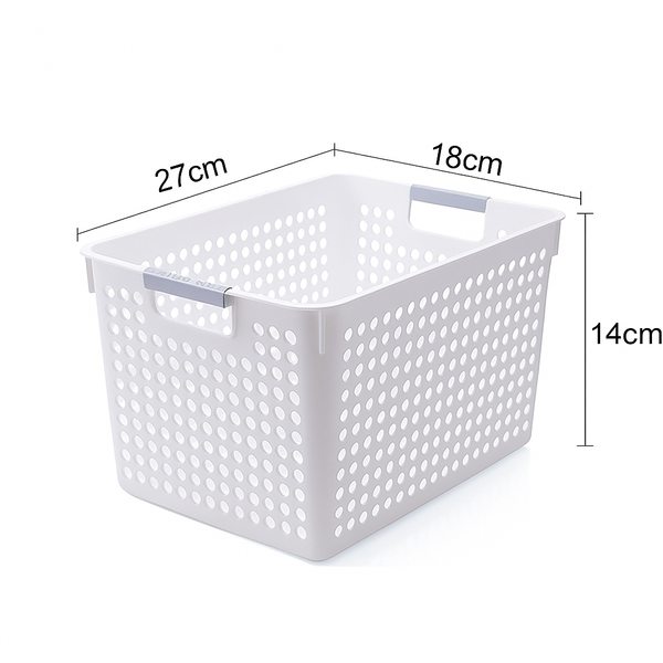 24X Premium Plastic Storage Basket Bulk W/ Grip Handles 27*18*14Cm Storage Bins & Baskets
