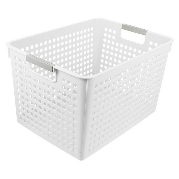 24X Premium Plastic Storage Basket Bulk W/ Grip Handles 31*22*17.8Cm Storage Bins & Baskets