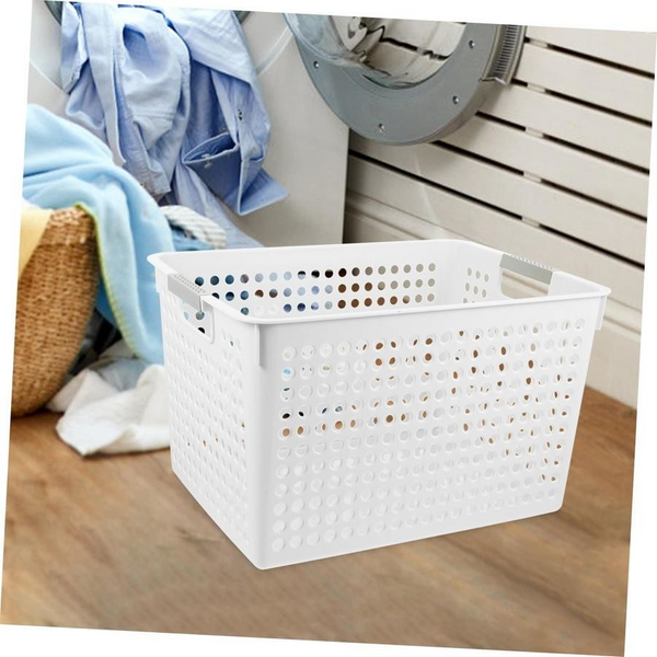 24X Premium Plastic Storage Basket Bulk W/ Grip Handles 31*22*17.8Cm Storage Bins & Baskets