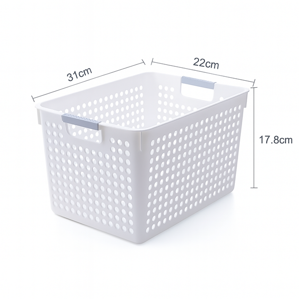 24X Premium Plastic Storage Basket Bulk W/ Grip Handles 31*22*17.8Cm Storage Bins & Baskets
