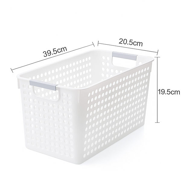 16X Premium Plastic Storage Baskets Bulk W/ Grip Handles 39.5*20.5*19.5Cm Storage Bins & Baskets