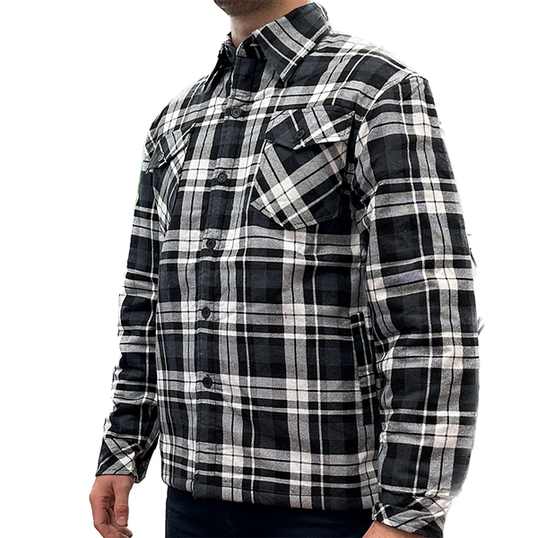 Jacksmith Size Small Mens Quilted Flannelette Shirt 100% Cotton Jacket Padded Long Sleeve Black/Charcoal/White (Quilted) Casual Shirts