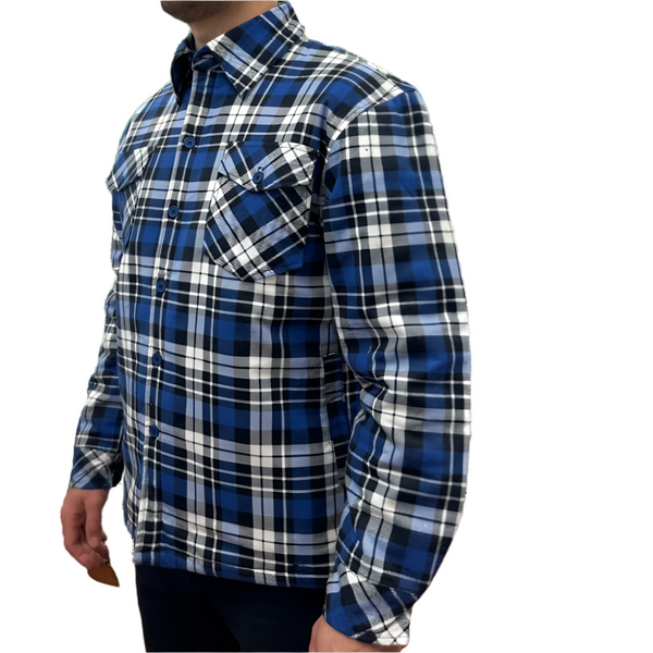 Jacksmith Mens Quilted Flannelette Shirt 100% Cotton Jacket Padded Long Sleeve Black/Navy/White (Quilted) Casual Shirts
