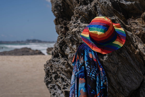 Br Apparel Rainbow Terry Towelling Bucket Hat Gay Lesbian Mardi Gras Party Cap Lgbt Reversible Medium 57Cm Hats