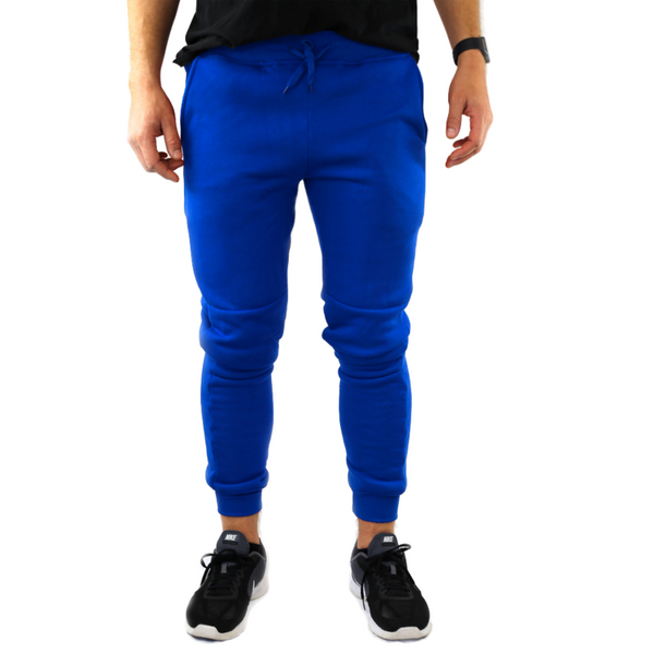 Riflessi Mens Skinny Track Joggers Trousers Gym Casual Sweat Cuffed Slim Trackies Fleece Royal Blue Pants