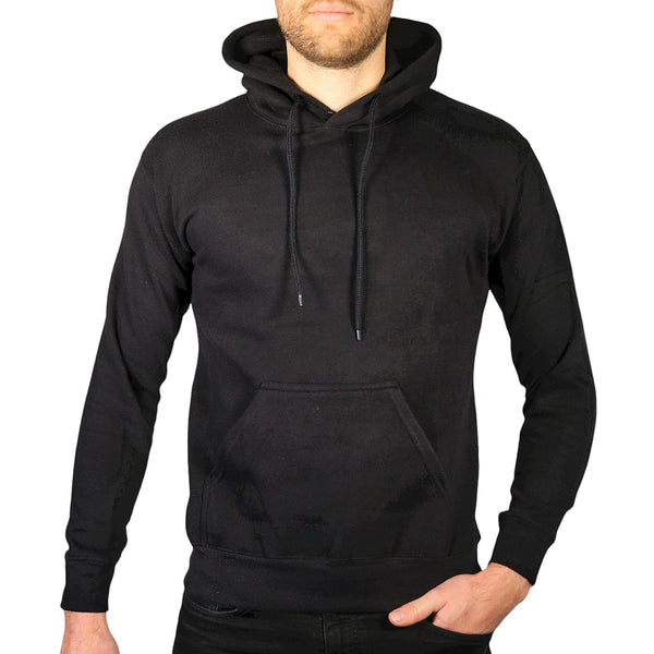 Sannfield Adult Mens 100% Cotton Fleece Hoodie Jumper Pullover Sweater Warm Sweatshirt Black Jumpers