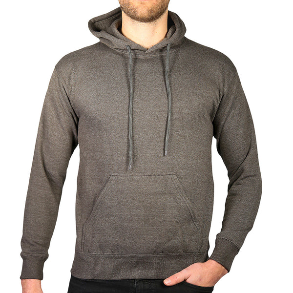 Sannfield Adult Mens 100% Cotton Fleece Hoodie Jumper Pullover Sweater Warm Sweatshirt Charcoal Grey Jumpers