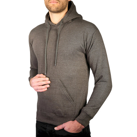 Sannfield Adult Mens 100% Cotton Fleece Hoodie Jumper Pullover Sweater Warm Sweatshirt Charcoal Grey Jumpers