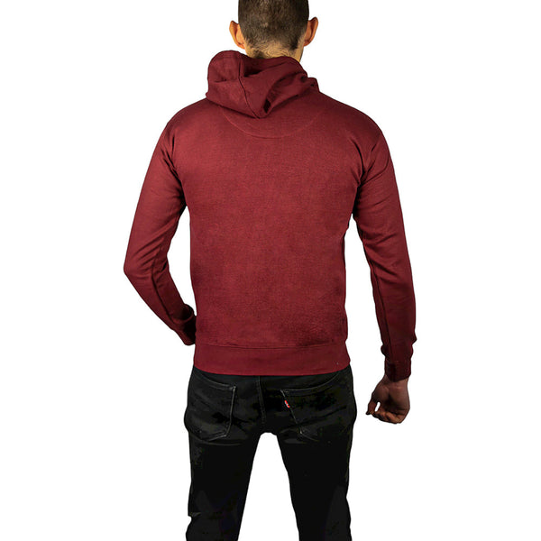 Sannfield Adult Mens 100% Cotton Fleece Hoodie Jumper Pullover Sweater Warm Sweatshirt Maroon/Burgundy Jumpers