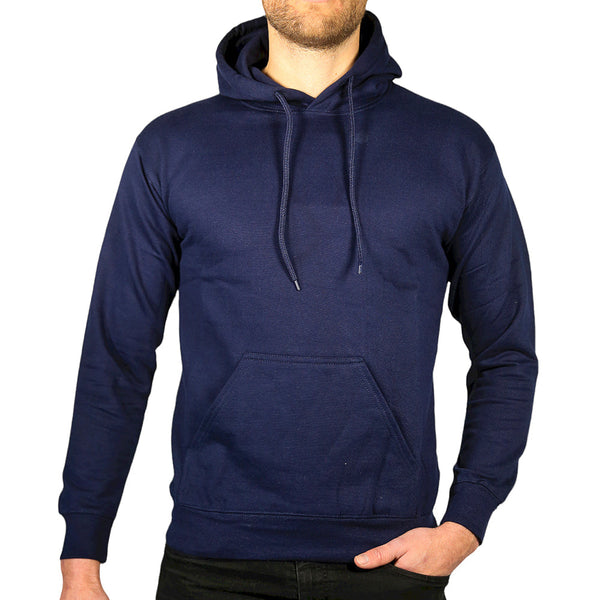 Sannfield Adult Mens 100% Cotton Fleece Hoodie Jumper Pullover Sweater Warm Sweatshirt Navy Jumpers