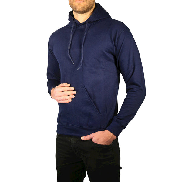 Sannfield Adult Mens 100% Cotton Fleece Hoodie Jumper Pullover Sweater Warm Sweatshirt Navy Jumpers