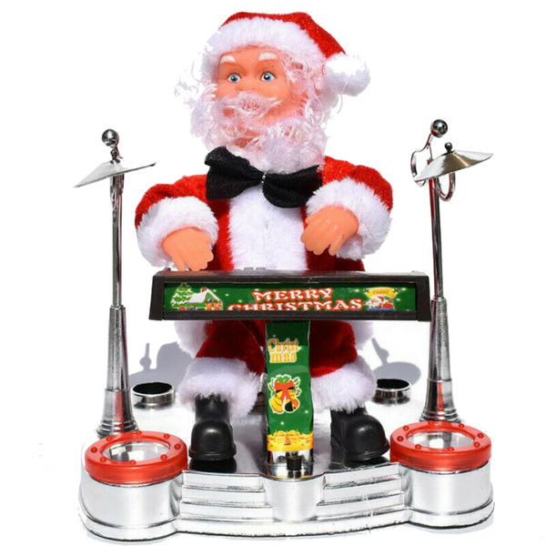 Br Costumes Santa Claus Playing Ornament Piano Doll Musical Electric Toy Xmas Christmas Gift Seasonal Decorations