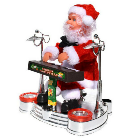 Br Costumes Santa Claus Playing Ornament Piano Doll Musical Electric Toy Xmas Christmas Gift Seasonal Decorations