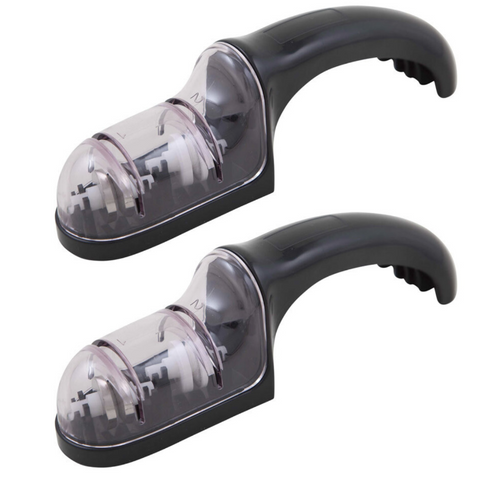 2X 19Cm Duo Roll Knife Sharpener Knives Sharpening Diamond Steel Black Sharpeners