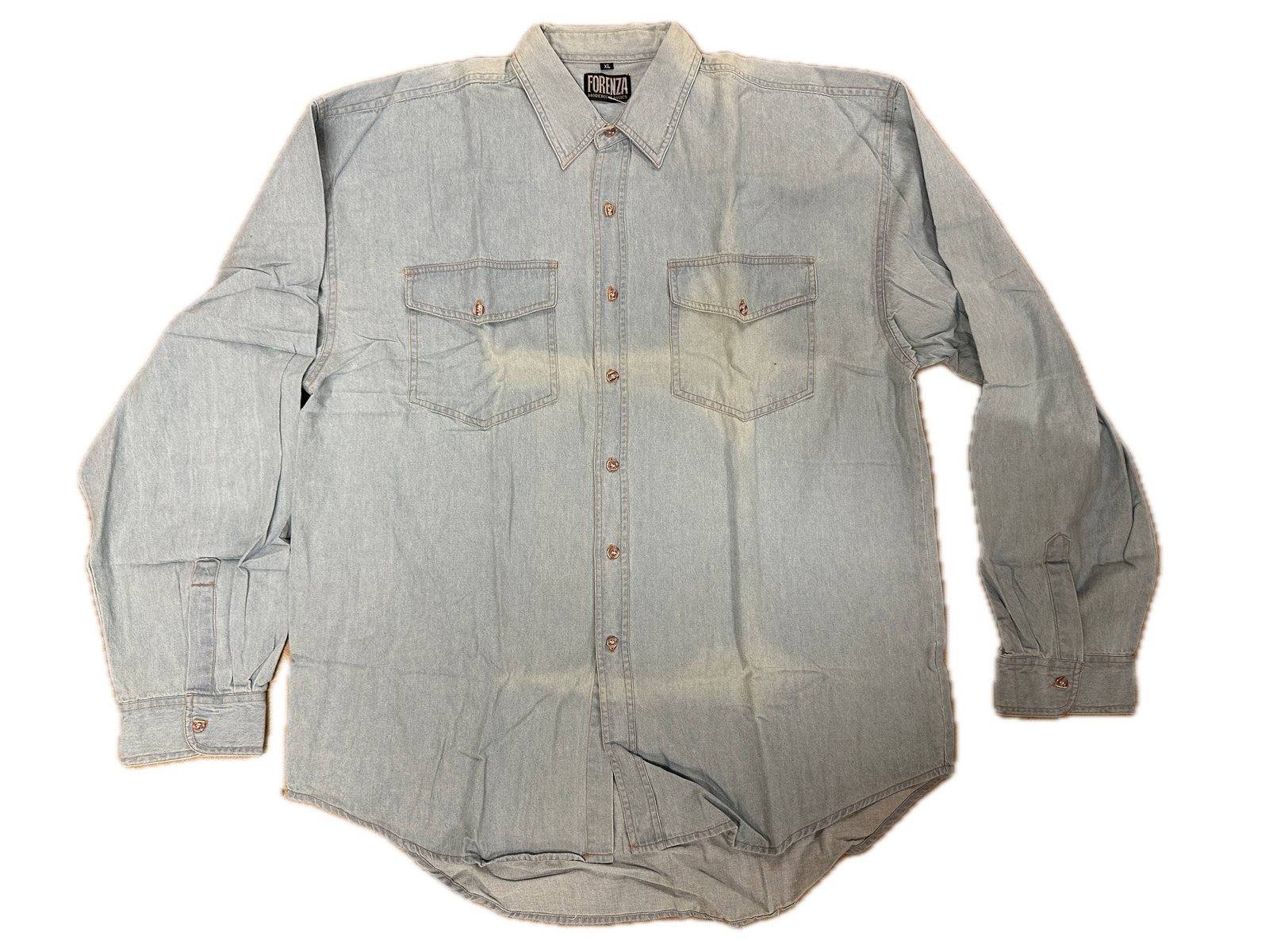 Br Apparel Denim Long Sleeve Jean Shirt Buttoned Front Casual Soft Top 100% Cotton Xl Unisex Costumes