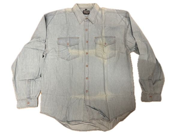 Br Apparel Denim Long Sleeve Jean Shirt Buttoned Front Casual Soft Top 100% Cotton Xl Unisex Costumes