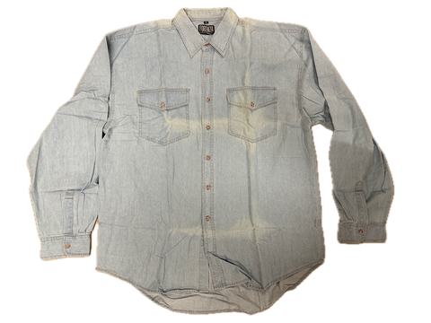 Br Apparel Denim Long Sleeve Jean Shirt Buttoned Front Casual Soft Top 100% Cotton Xl Unisex Costumes