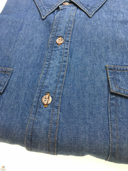 Br Apparel Denim Long Sleeve Jean Shirt Buttoned Front Casual Soft Top 100% Cotton Xl Unisex Costumes