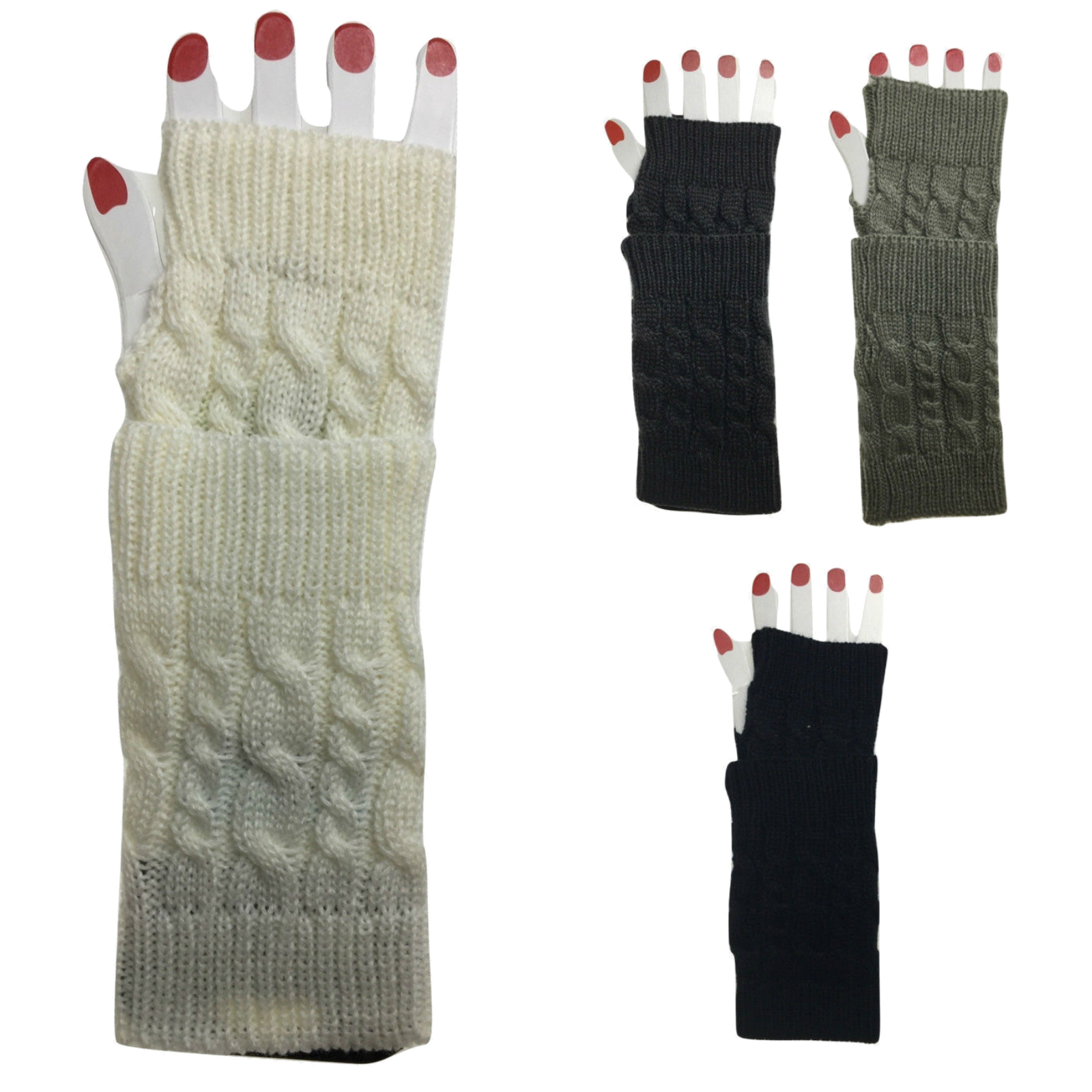 Br Apparel Arm Warmers Knitted Short Fingerless Gloves Winter Mitten Cover Womens Party Gloves & Mittens
