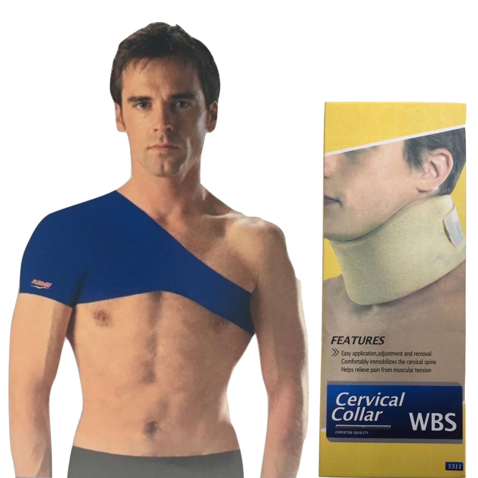 Br Medical Shoulder Support Brace + Cervical Collar Neck Foam Pain Relief Orthotics Braces & Sleeves