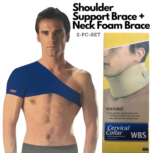 Br Medical Shoulder Support Brace + Cervical Collar Neck Foam Pain Relief Orthotics Braces & Sleeves
