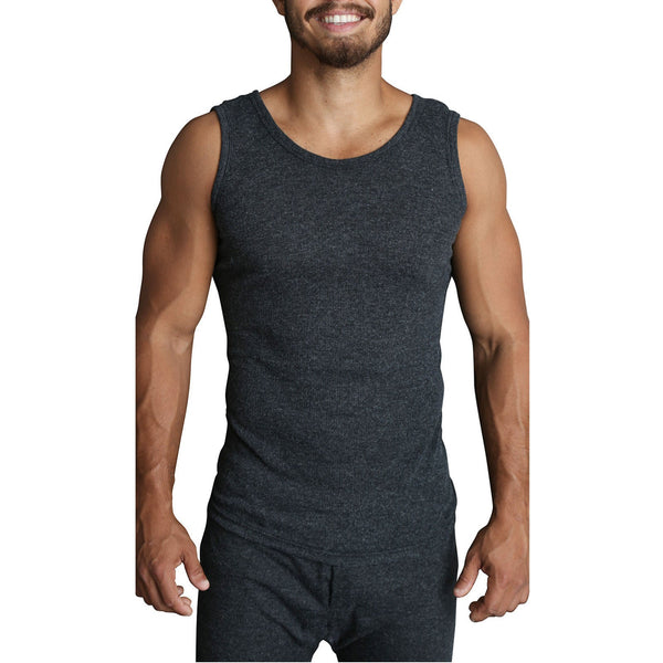 Br Apparel Men's Thermal Merino Wool Blend Singlet Top Sleeveless Warm Underwear Black Size L Compression & Base Layers