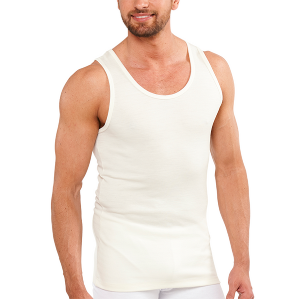 Br Apparel Mens Thermal Merino Wool Blend Singlet Top Sleeveless Warm Underwear Natural T Shirts