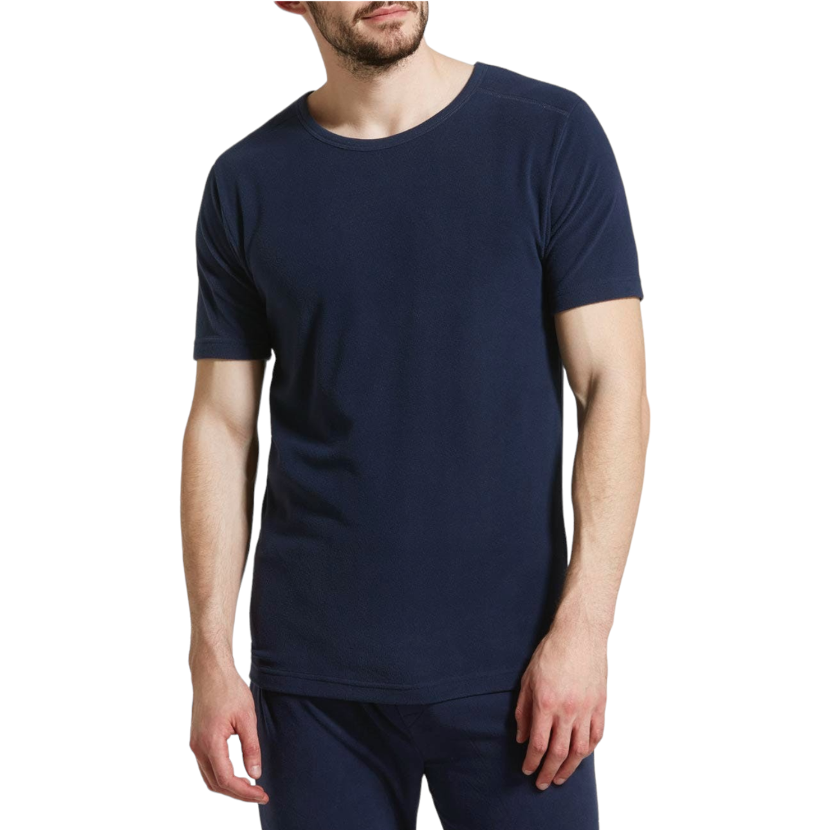 Thermal Comfort Mens Short Sleeve Top Microfleece Baselayer Underwear Shirt Navy L T Shirts