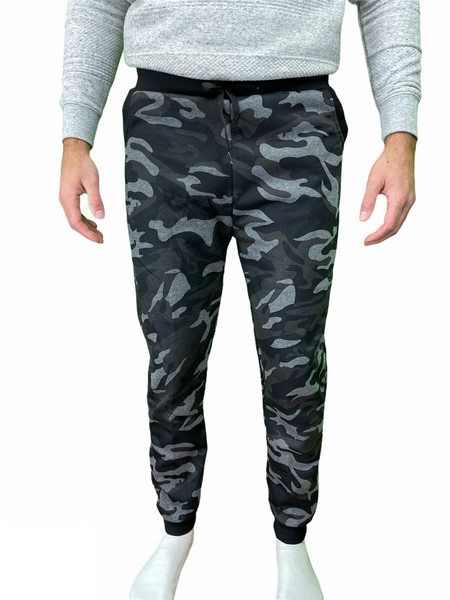 Br Apparel Mens Camouflage Track Fleece Lined Jogger Sweat Black/Grey Small/Medium 28 32In Pants