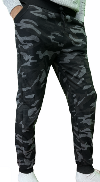 Br Apparel Mens Camouflage Track Fleece Lined Jogger Sweat Black/Grey Small/Medium 28 32In Pants