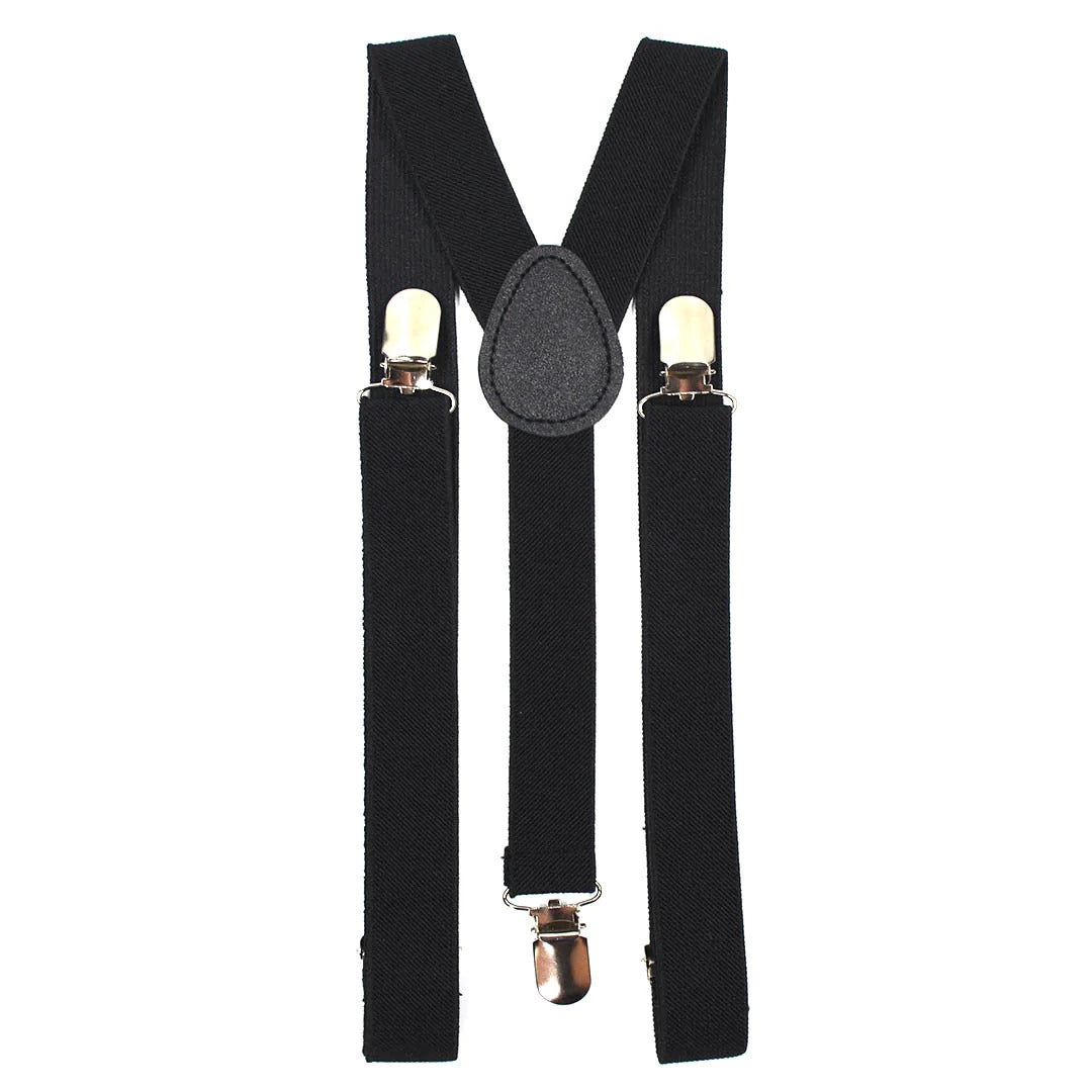 Br Costumes Mens Suspenders Braces Strong Clip On Elastic Formal Wedding Slim Black Suspenders/Braces