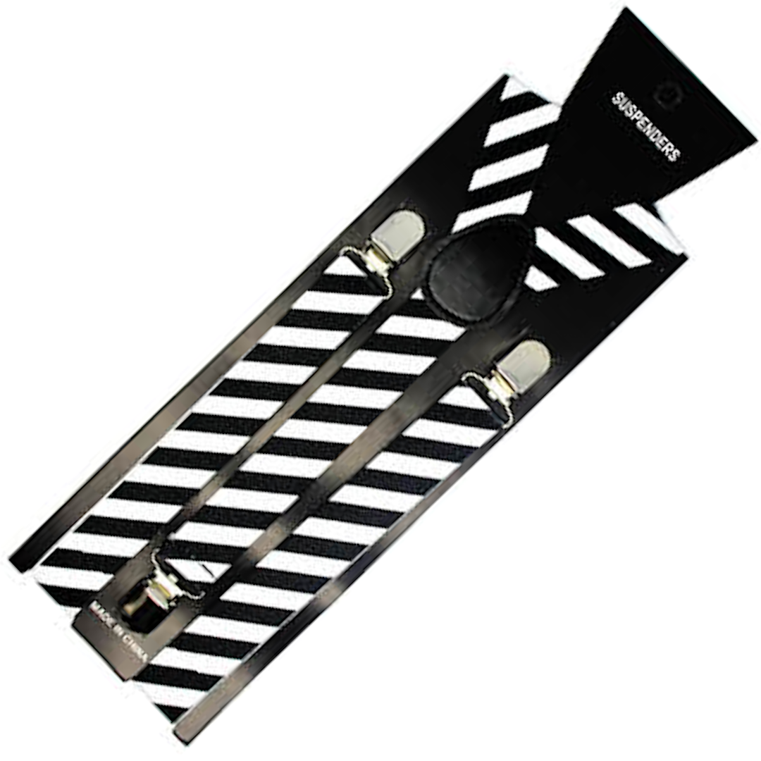 Br Costumes Mens Suspenders Braces Strong Clip On Elastic Formal Wedding Slim Black/White Diagonal Stripes Suspenders/Braces