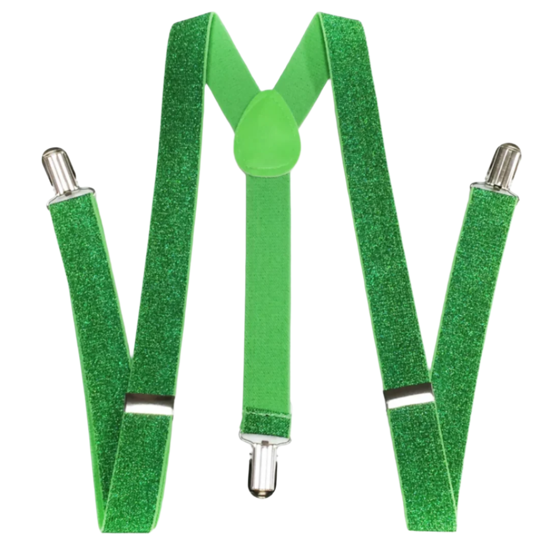 Br Costumes Mens Suspenders Braces Strong Clip On Elastic Formal Wedding Slim Green (Glitter) Suspenders/Braces
