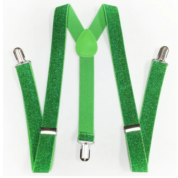 Br Costumes Mens Suspenders Braces Strong Clip On Elastic Formal Wedding Slim Green (Glitter) Suspenders/Braces