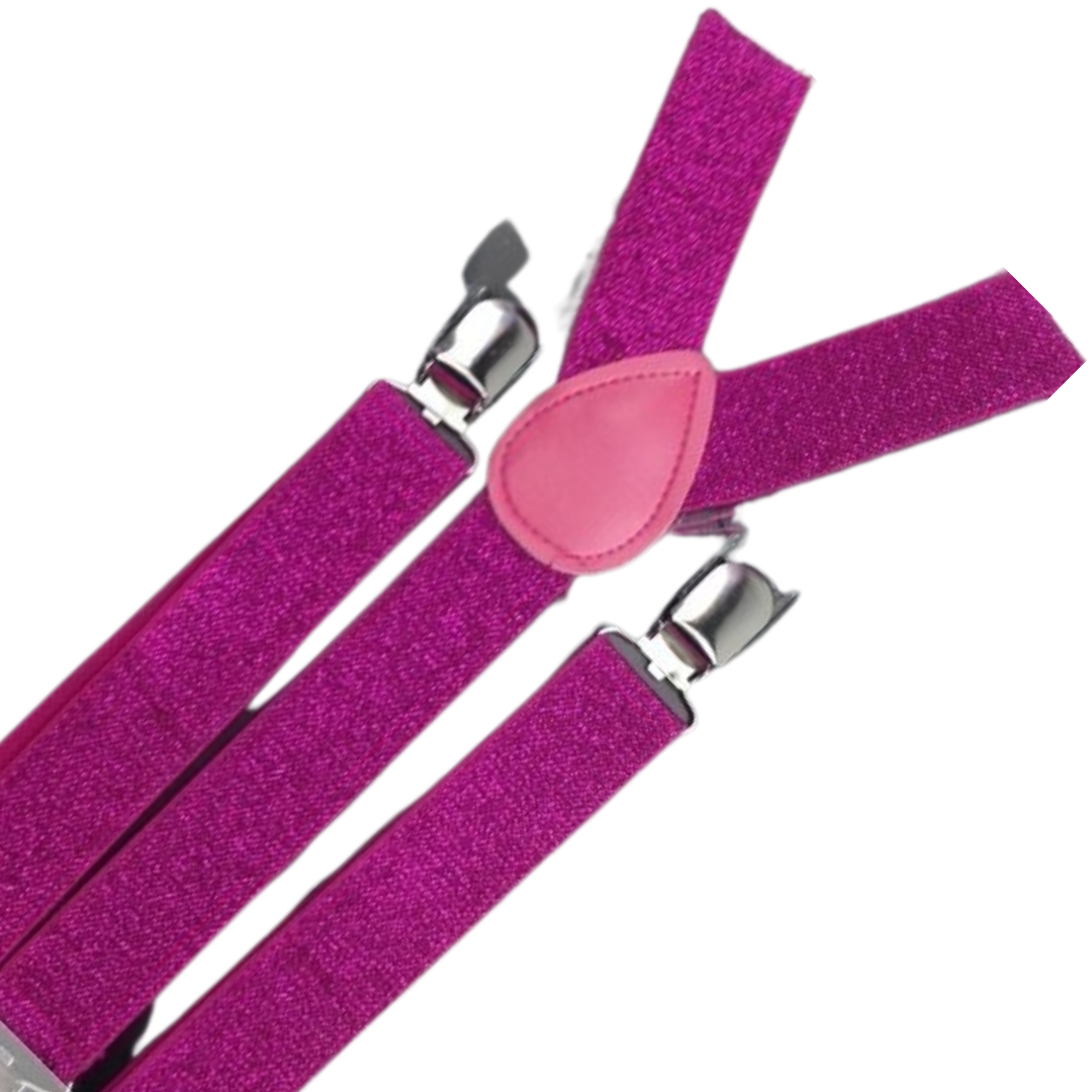 Br Costumes Mens Suspenders Braces Strong Clip On Elastic Formal Wedding Slim Hot Pink (Glitter) Suspenders/Braces