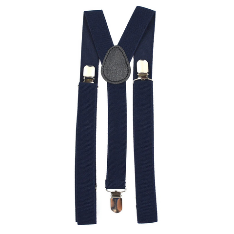 Br Costumes Mens Suspenders Braces Strong Clip On Elastic Formal Wedding Slim Navy Blue Suspenders/Braces
