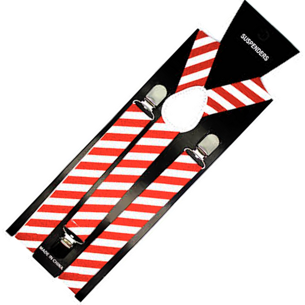 Br Costumes Mens Suspenders Braces Strong Clip On Elastic Formal Wedding Slim Red/White Diagonal Stripes Suspenders/Braces