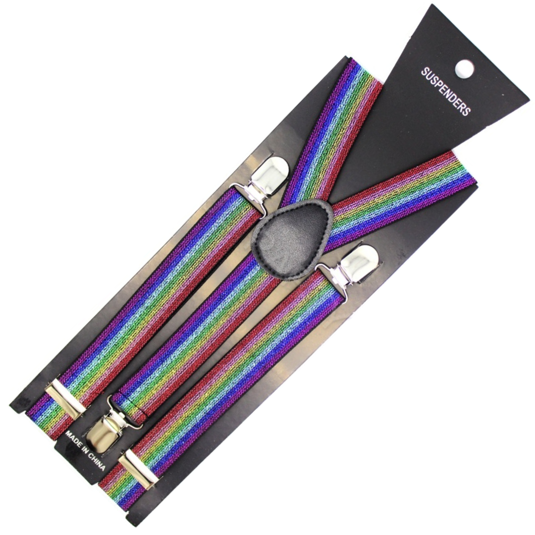 Br Costumes Mens Suspenders Braces Strong Clip On Elastic Formal Wedding Slim Rainbow (Glitter) Suspenders/Braces
