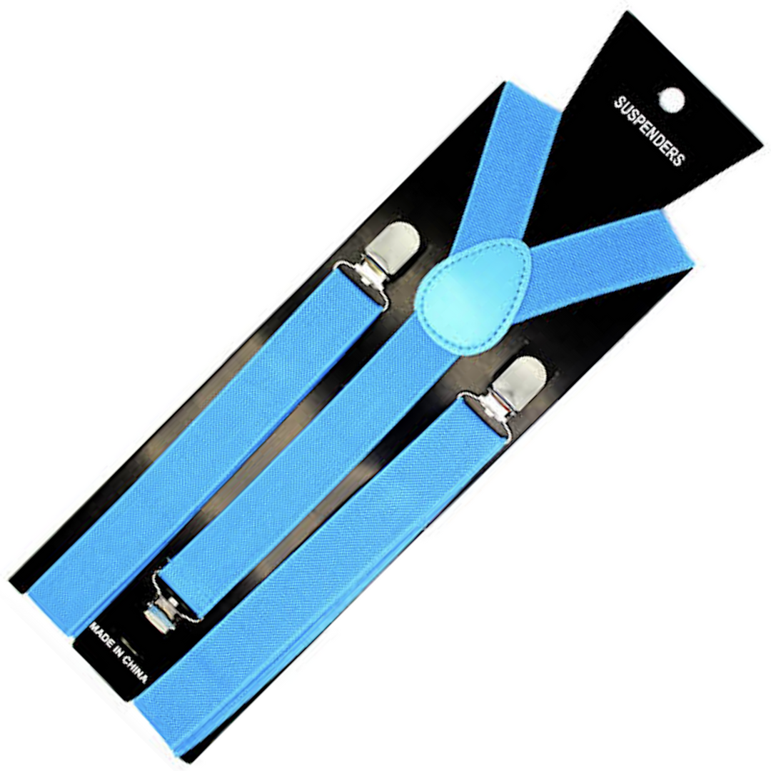 Br Costumes Mens Suspenders Braces Strong Clip On Elastic Formal Wedding Slim Sky Blue Suspenders/Braces