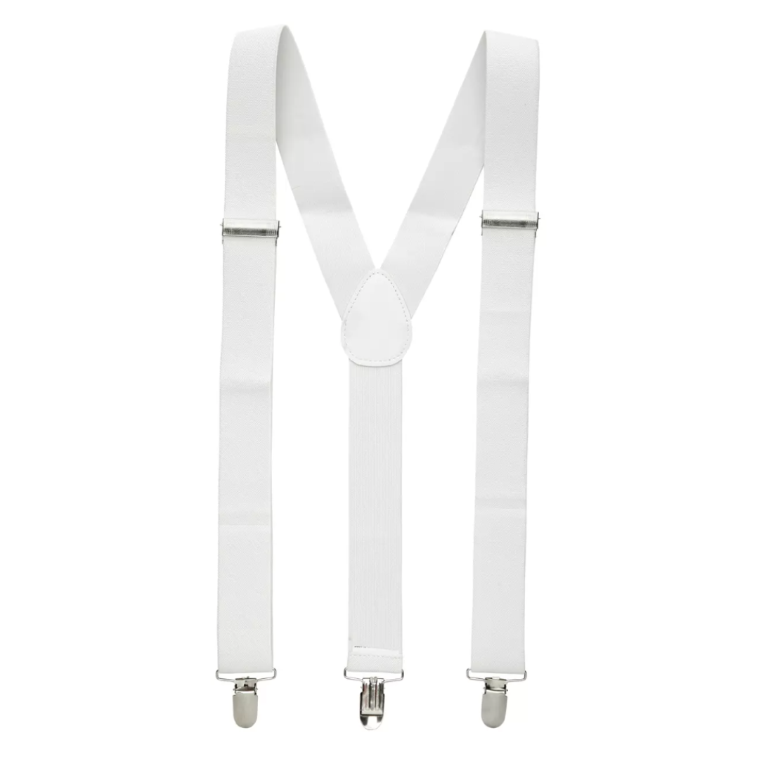 Br Costumes Mens Suspenders Braces Strong Clip On Elastic Formal Wedding Slim White Suspenders/Braces
