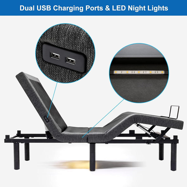 Queen Zero Gravity Bed Frame With Dual Motors Wireless Remote Usb Ports Queen Bed Frames