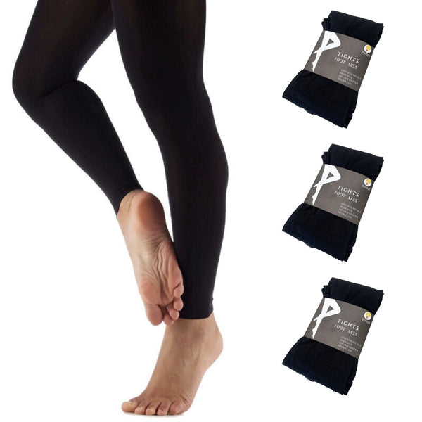 Br Apparel 3X Womens Ladies Footless Tights Stockings Pantyhose Leg Hosiery Thermal Black Leg Warmers