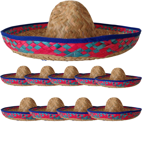 10X Mexican Sombrero Fancy Dress Straw Party Costume Hat Cap Spanish Bulk Hats