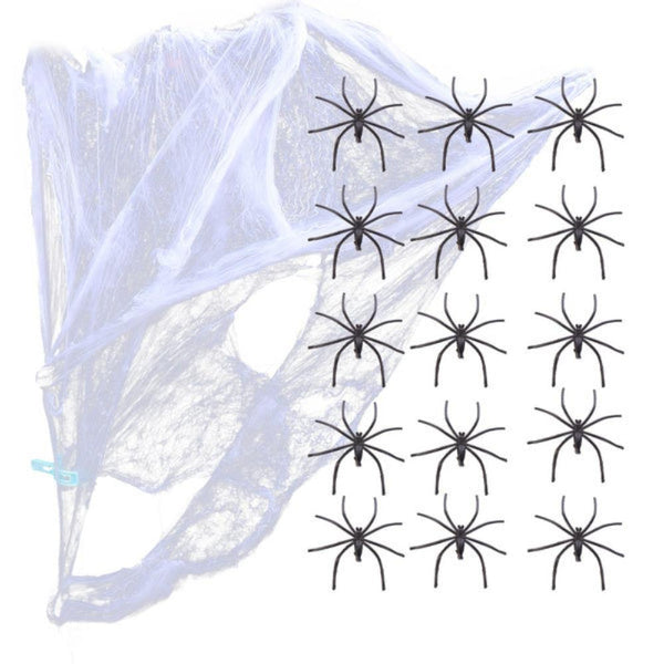 Br Costumes Stretchable Spider Web Spooky Halloween Decoration + 2 Spiders Party Ghost Party Decorations