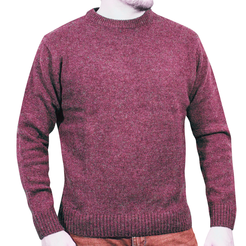Jacksmith 100% Shetland Wool Crew Round Neck Knit Jumper Pullover Mens Sweater Knitted Burgundy (97) Casual Shirts