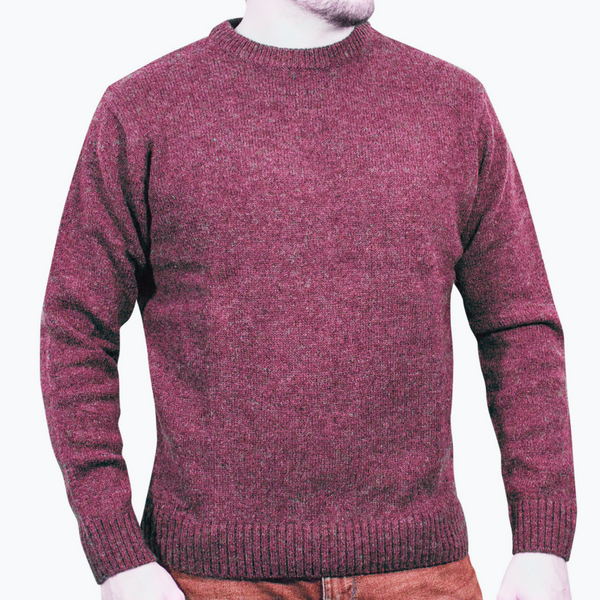 Jacksmith 100% Shetland Wool Crew Round Neck Knit Jumper Pullover Mens Sweater Knitted Burgundy (97) Casual Shirts